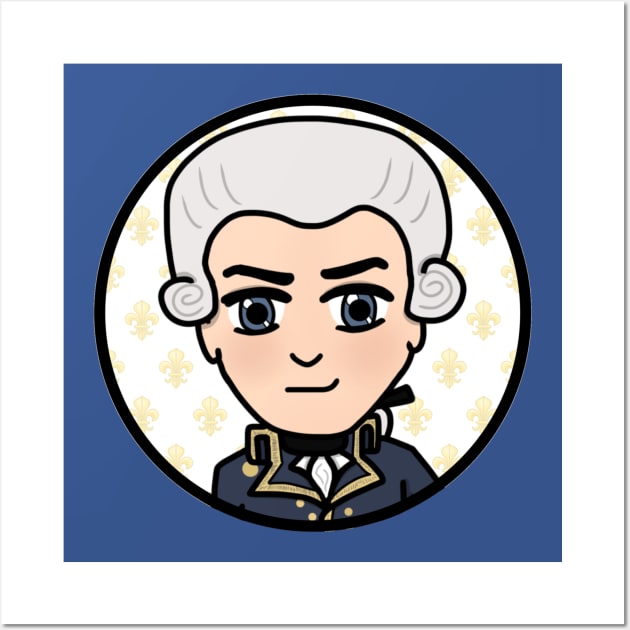 Patriot Portrait - Chibi Marquis de la Fayette Wall Art by Aeriskate